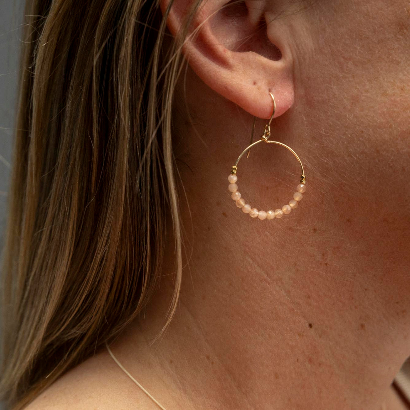 Rose Quartz HAHEI Hoop Earrings