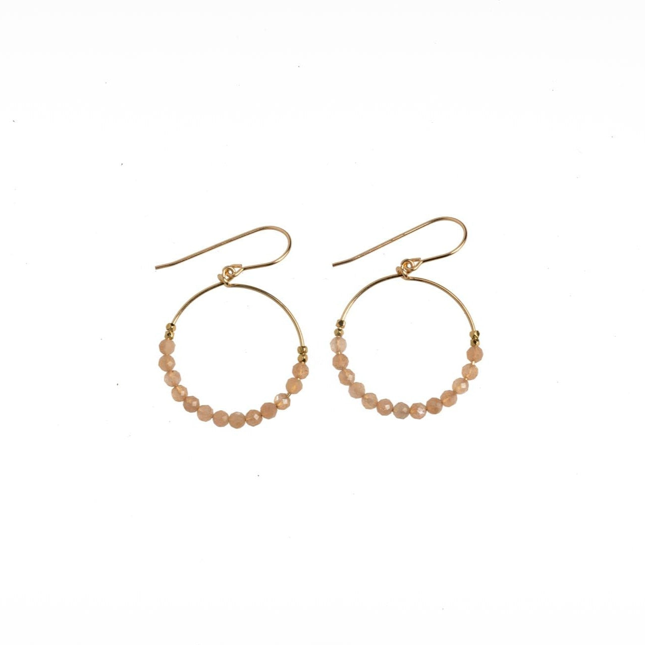 Peach Moonstone HAHEI Hoop Earrings