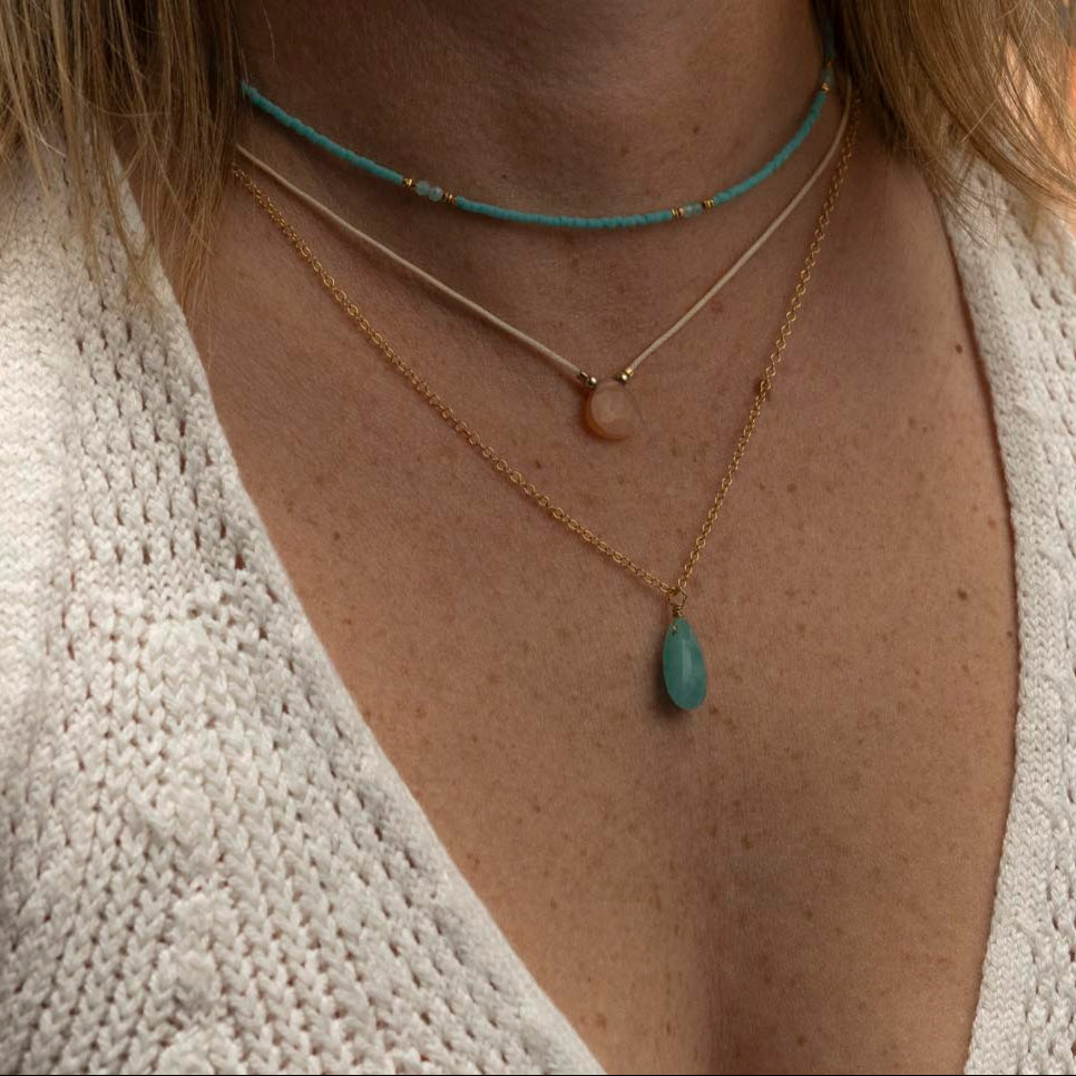 Peach Moonstone KAPITI Fine Cord Necklace