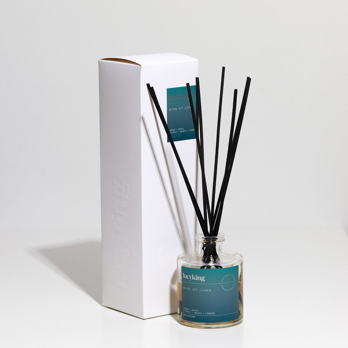 Reed Diffuser in clear bottle with black reeds